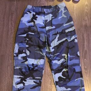 Blue camo cargo pants